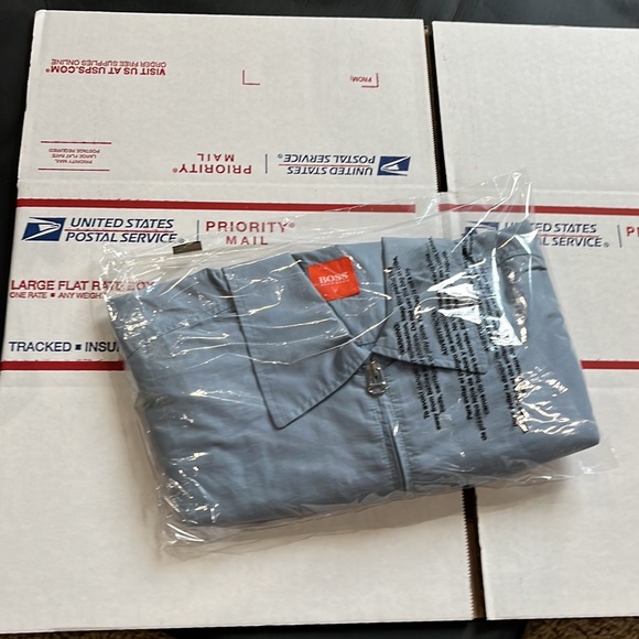 SALE! BOSS Full-Zip Nylon/Cotton Blend Over-shirt Light Blue Med Long Sleeve - Picture 13 of 13